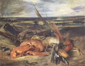 Eugene Delacroix Still Life with a Lobster and Trophies of Hunting and Fishing (mk05) China oil painting art
